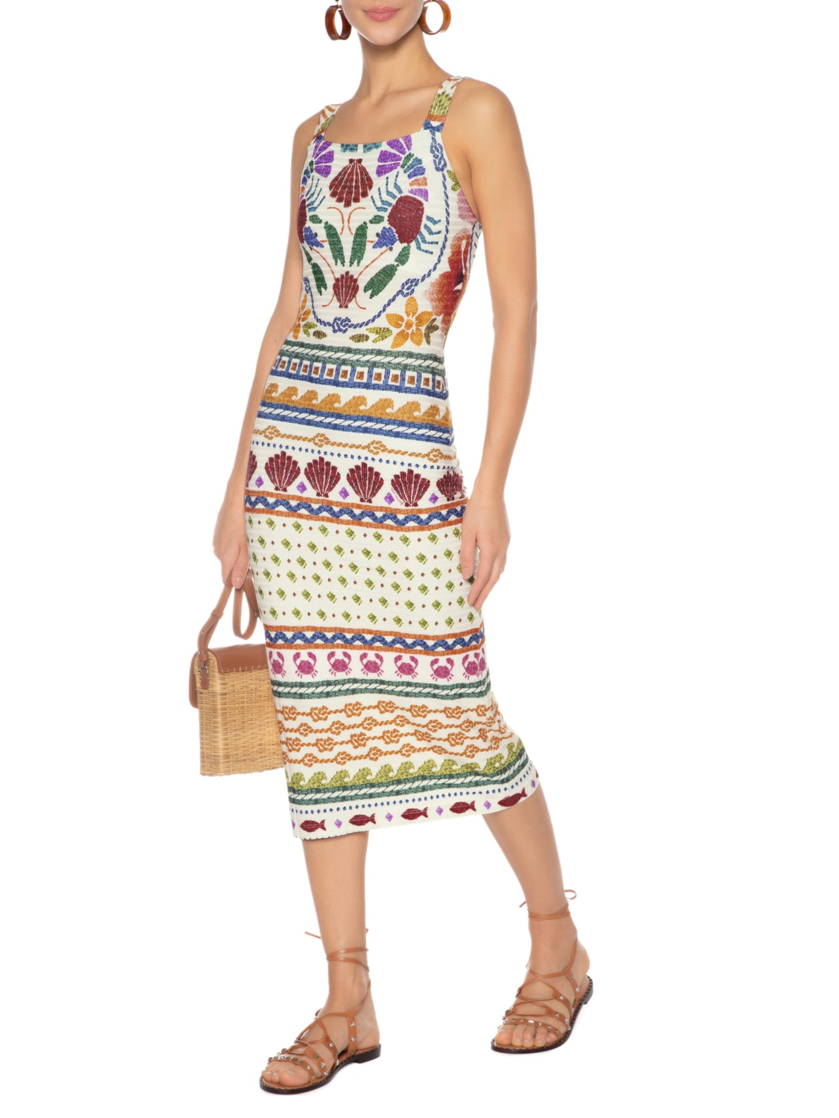 Vestido Midi Ilha Do Sal Off White Farm