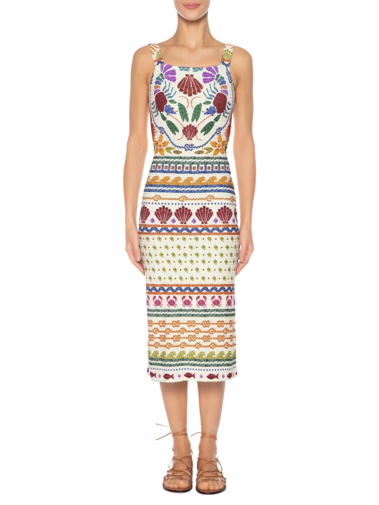 Vestido Midi Ilha Do Sal Off White Farm