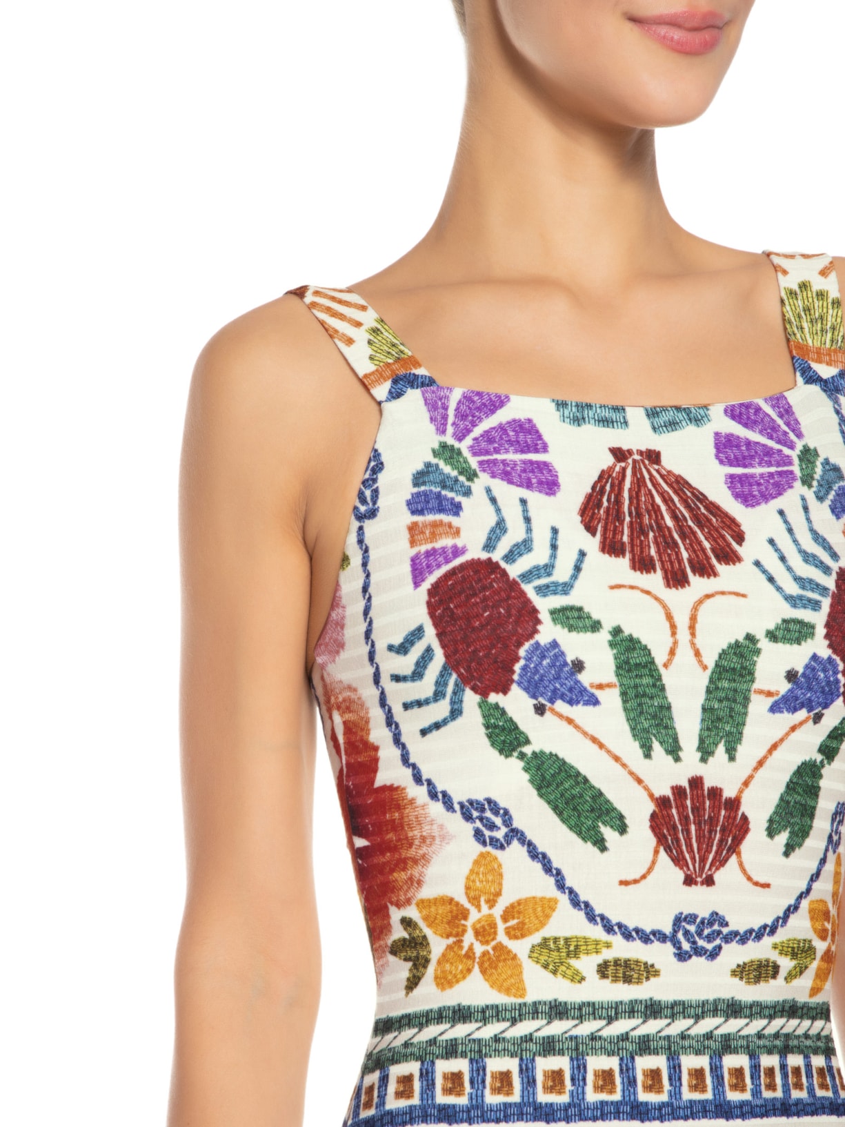 Vestido Midi Ilha Do Sal Off White Farm