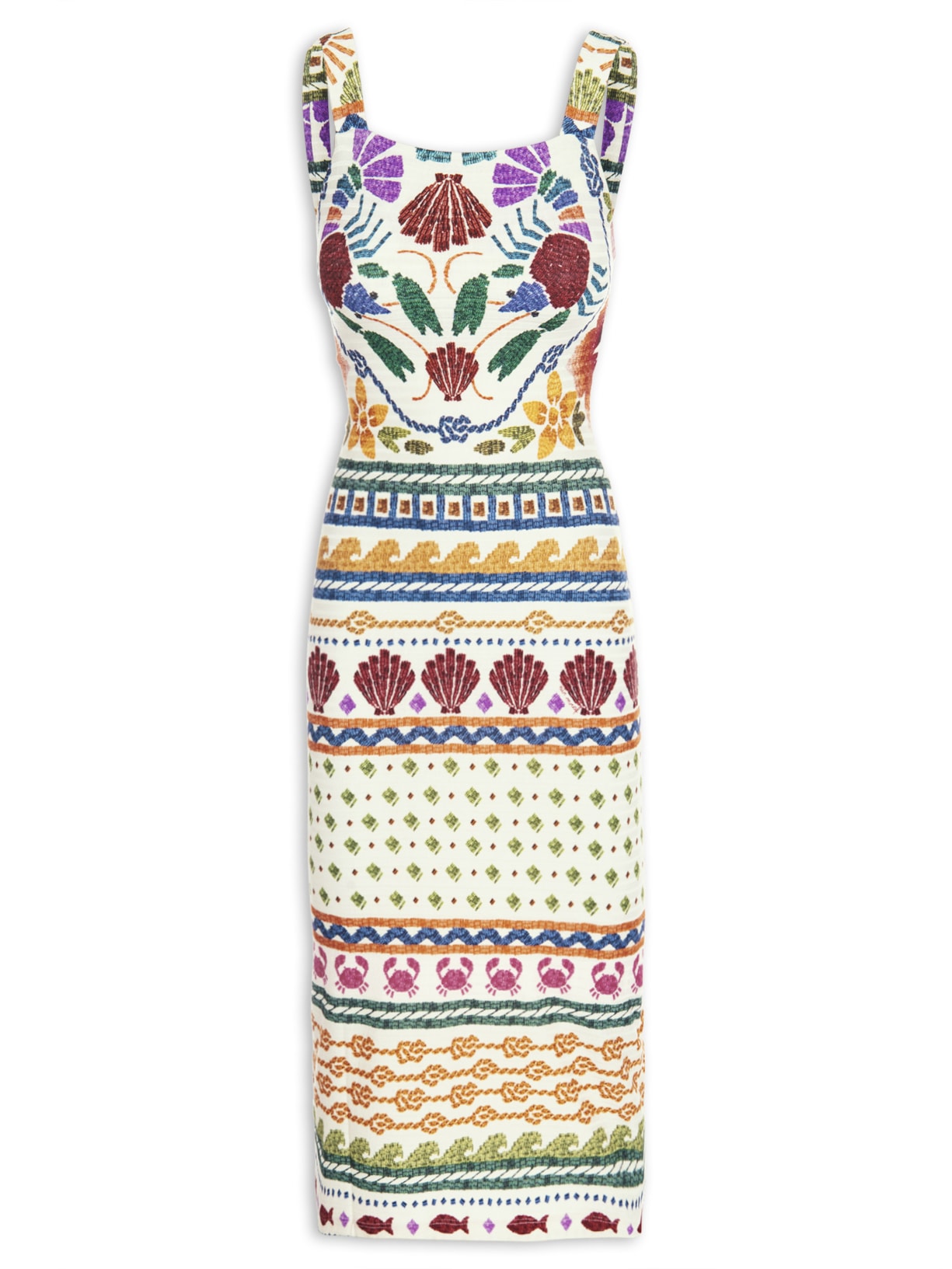 Vestido Midi Ilha Do Sal Off White Farm