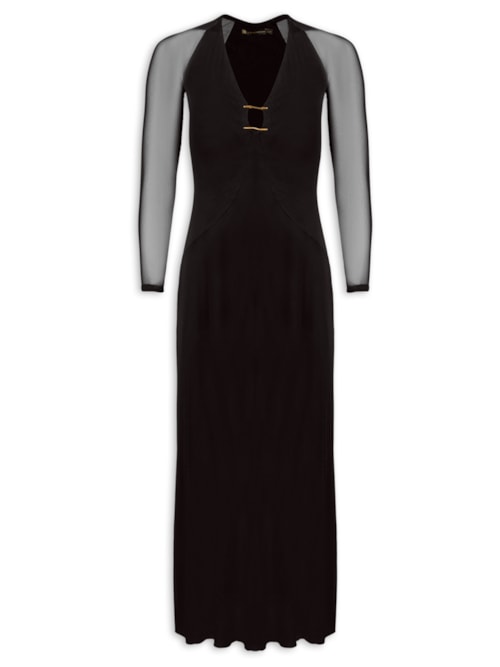 Vestido Midi Iva Detalhe - Preto