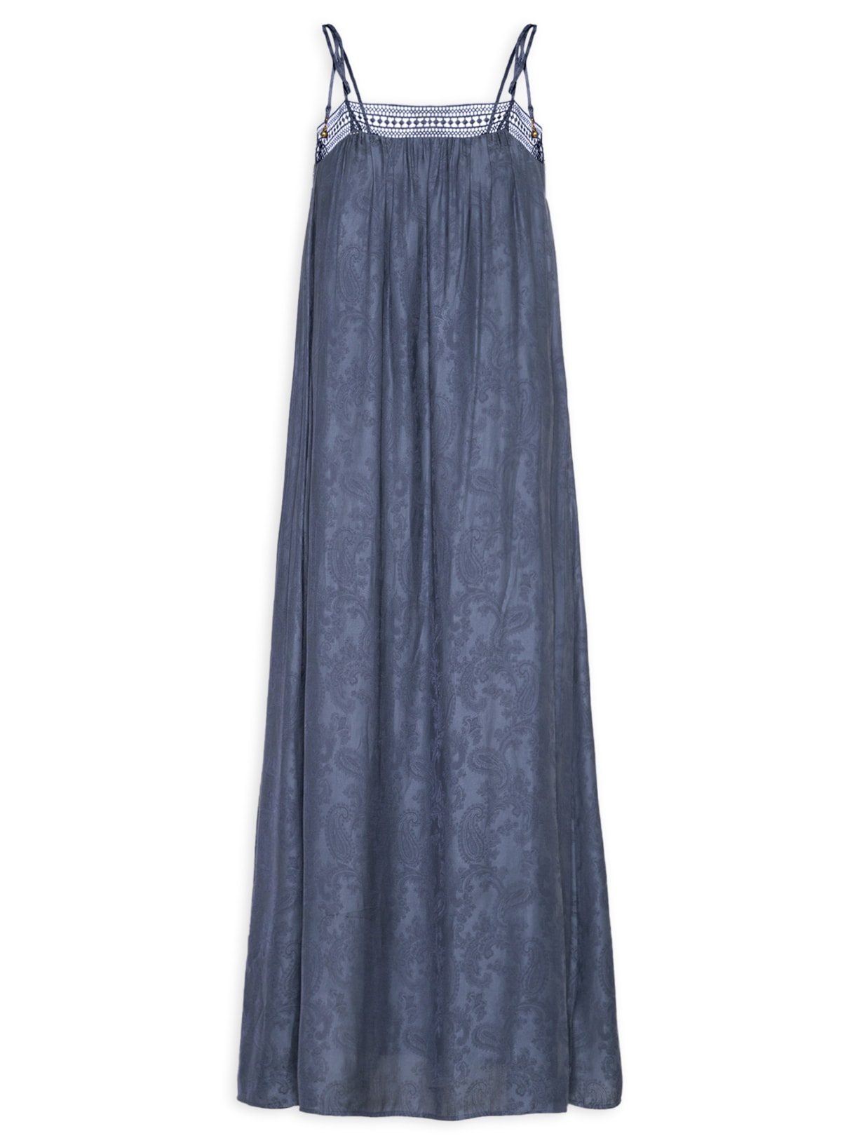 Vestido Midi Jacquard Cachemiere Azul Maria Filó