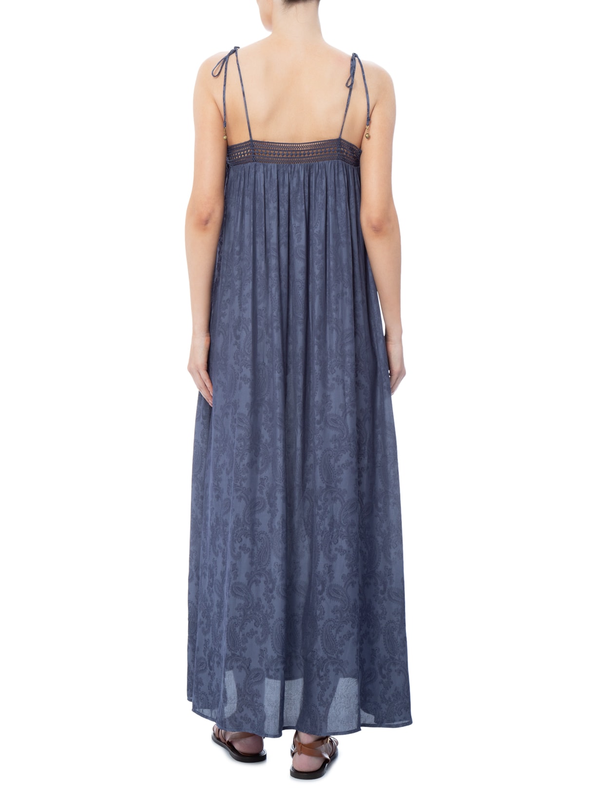 Vestido Midi Jacquard Cachemiere Azul Maria Filó