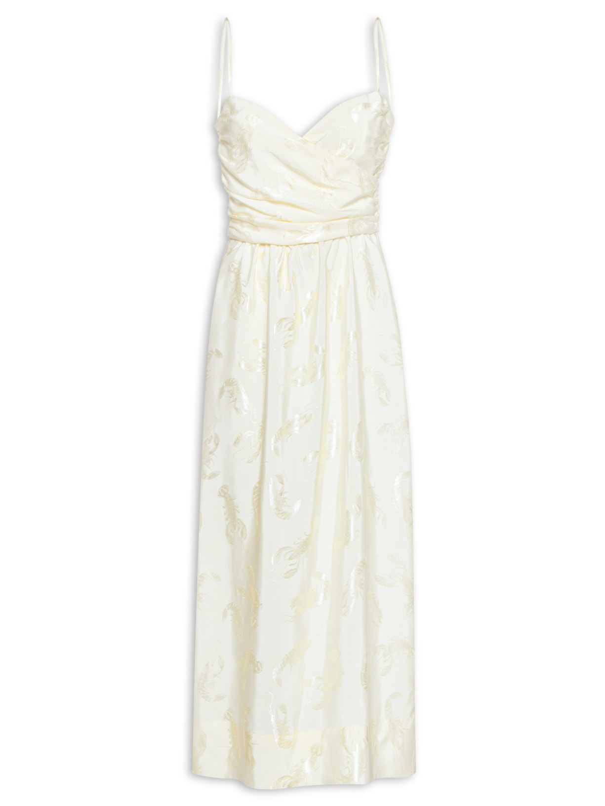 Vestido Midi Jacquard Concha Do Mar Off White Farm