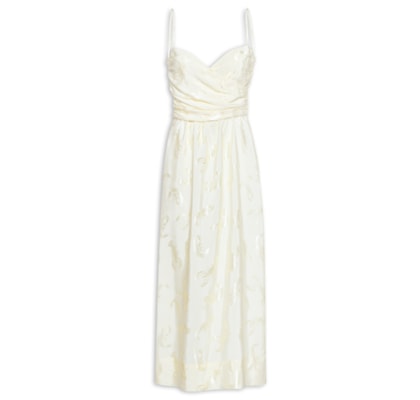 Vestido Midi Jacquard Concha Do Mar - Off White