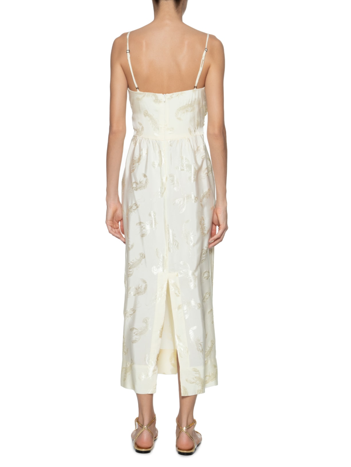 Vestido Midi Jacquard Concha Do Mar Off White Farm