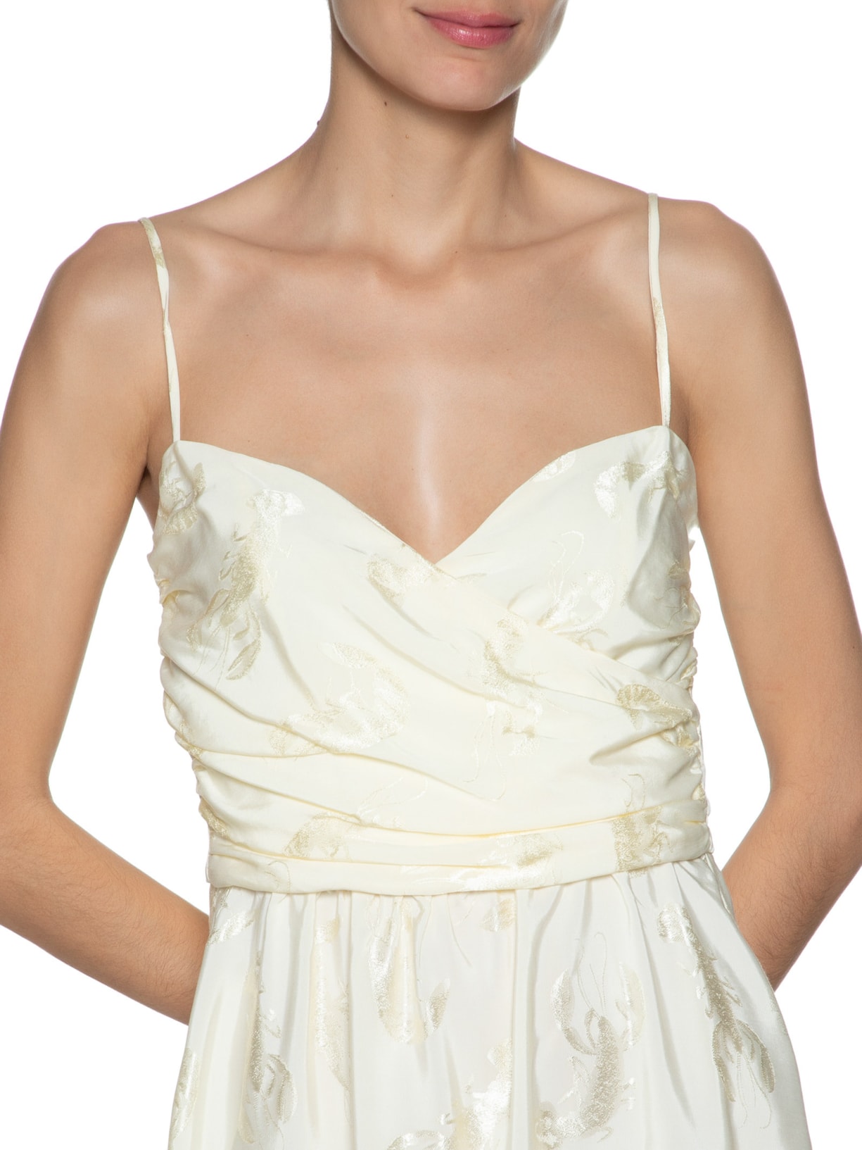 Vestido Midi Jacquard Concha Do Mar Off White Farm