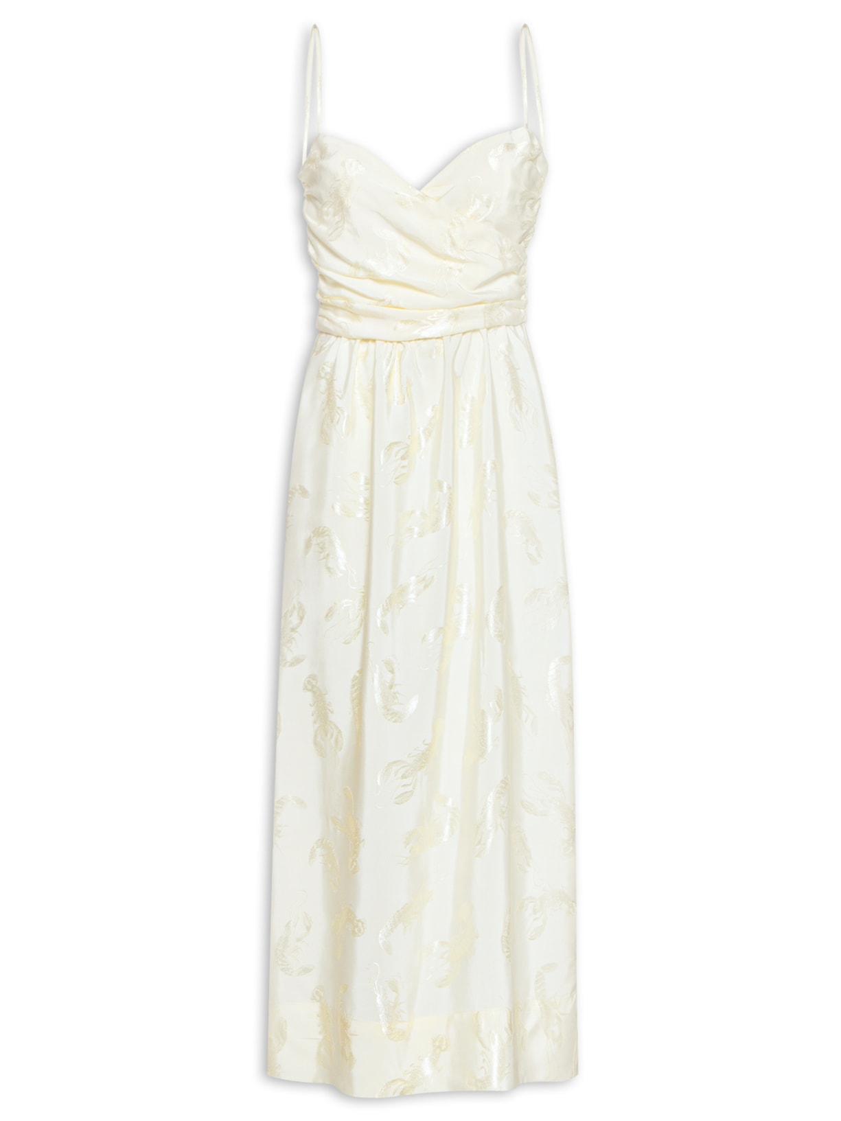 Vestido Midi Jacquard Concha Do Mar - Off White