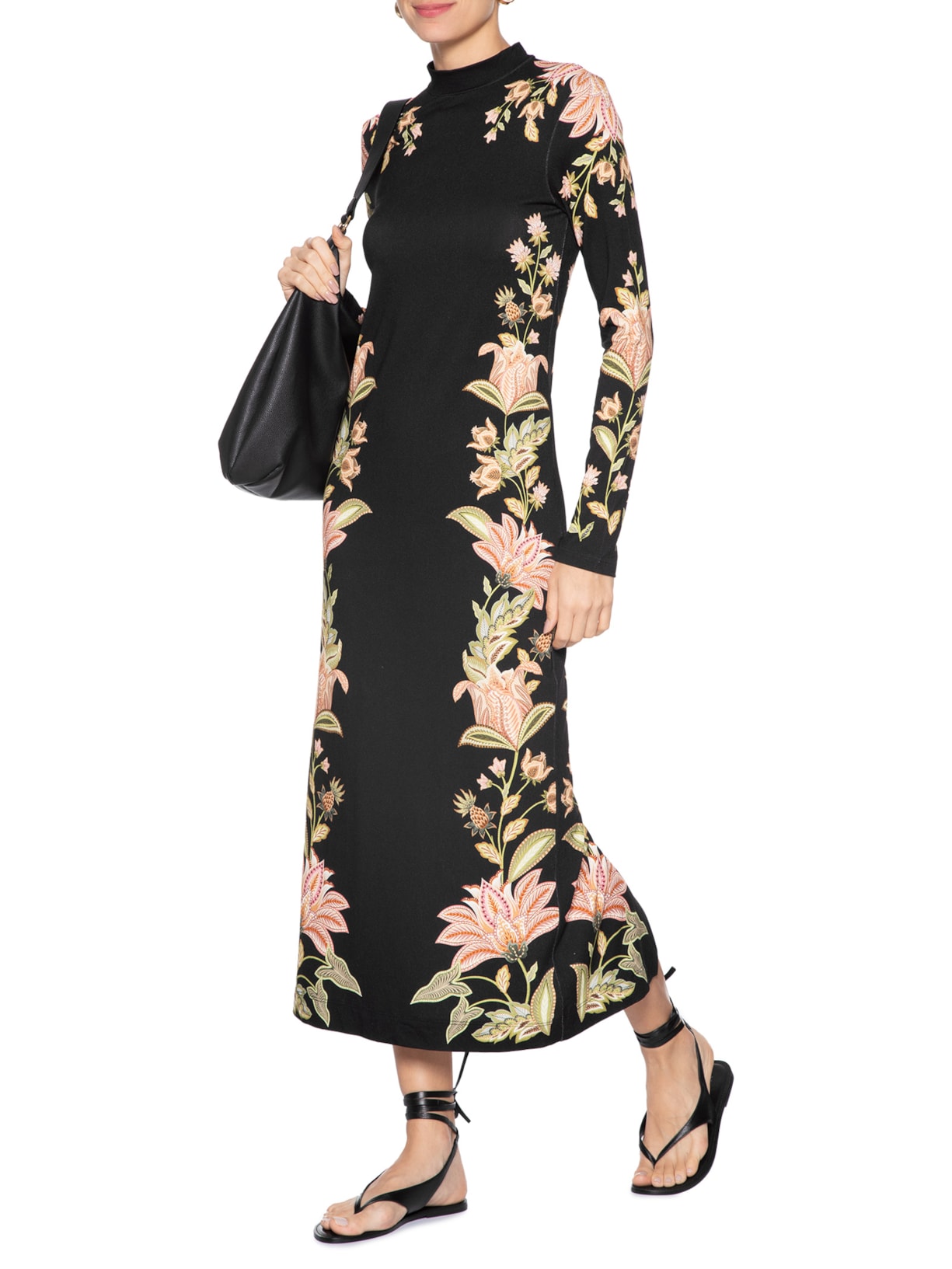 Vestido Midi Jamile Preto Farm