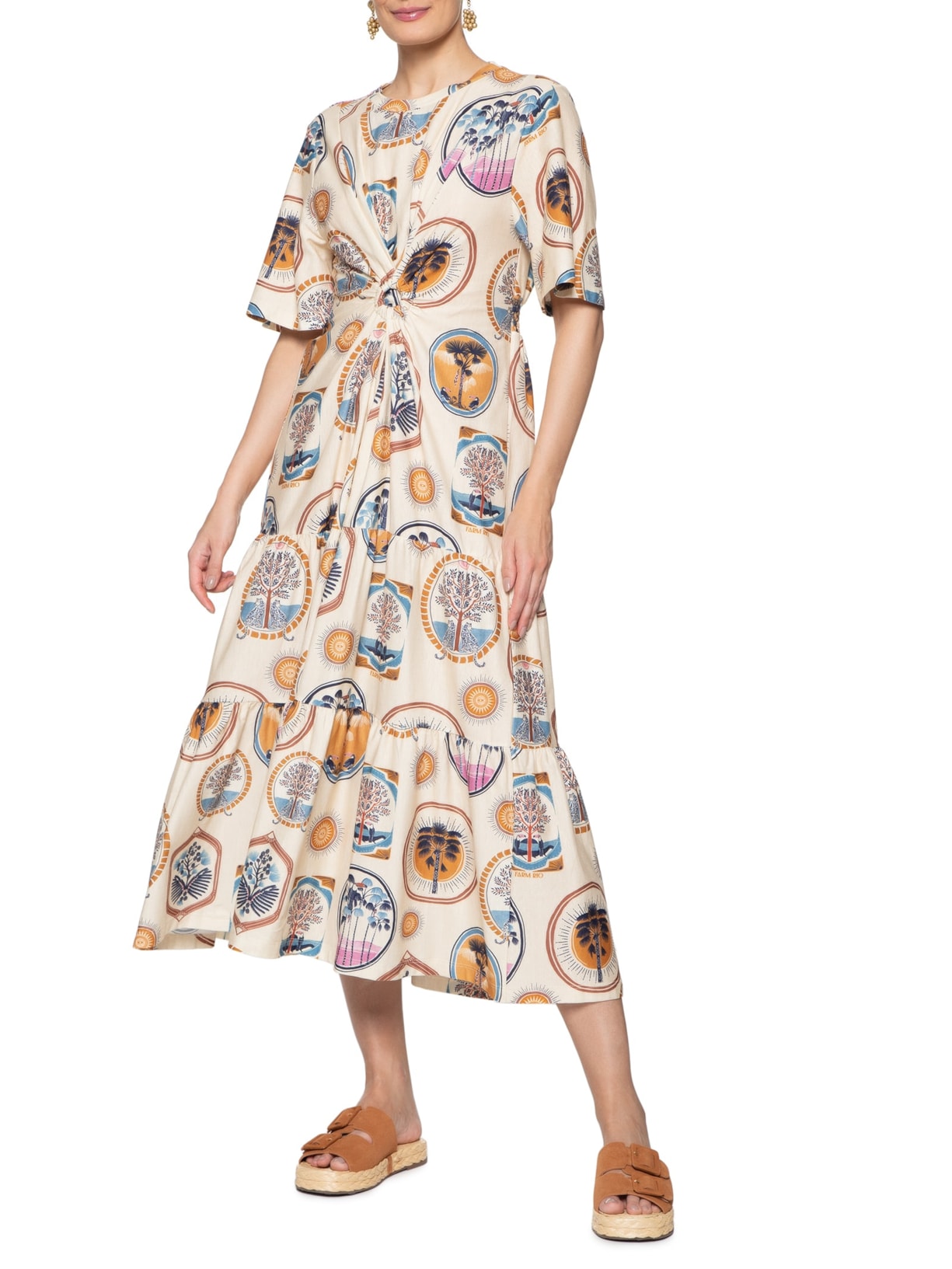 Vestido Midi Janelas Do Cerrado Farm Azul - Main Image