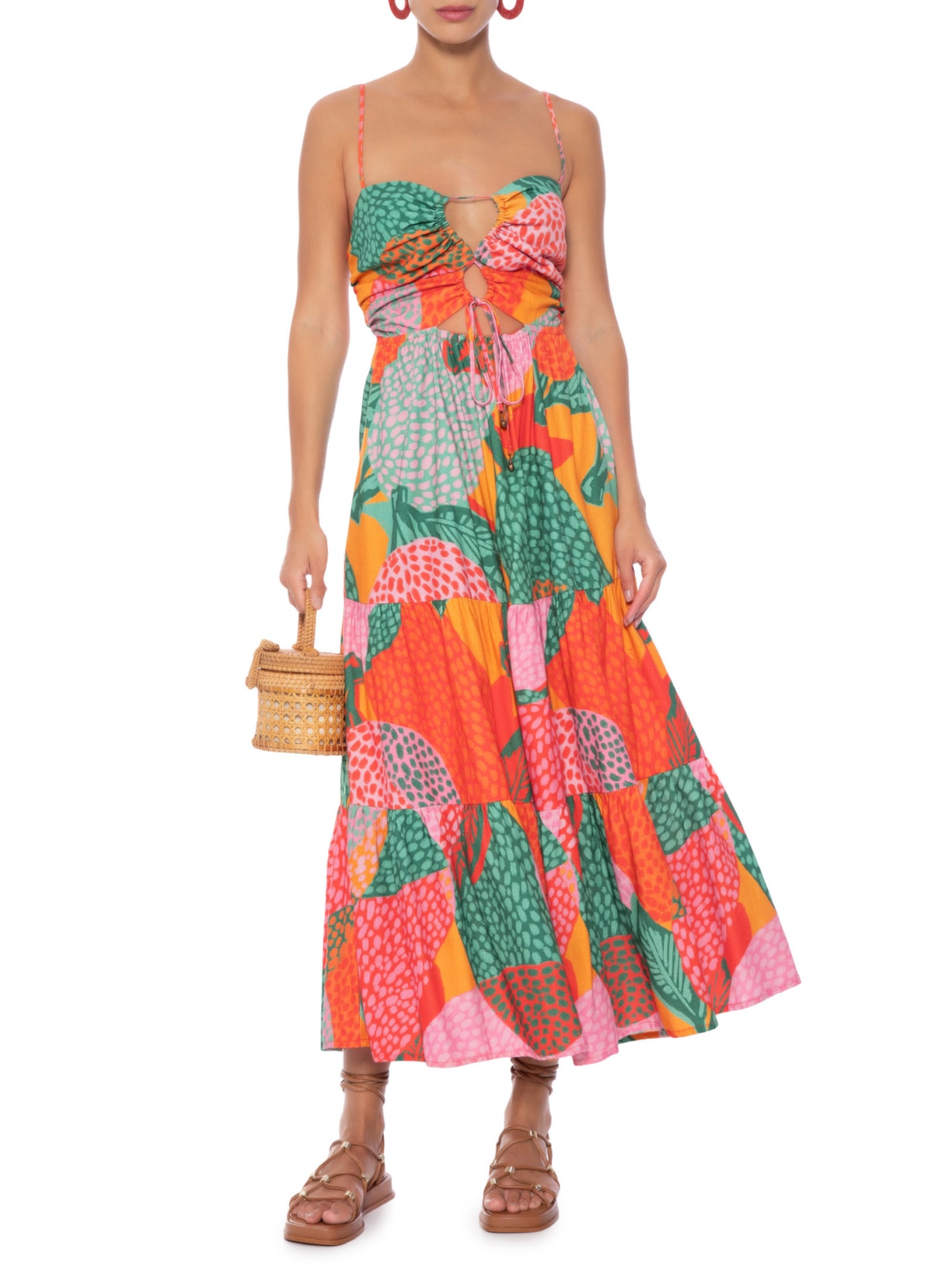 Vestido Midi Jaquitas Rosa Farm