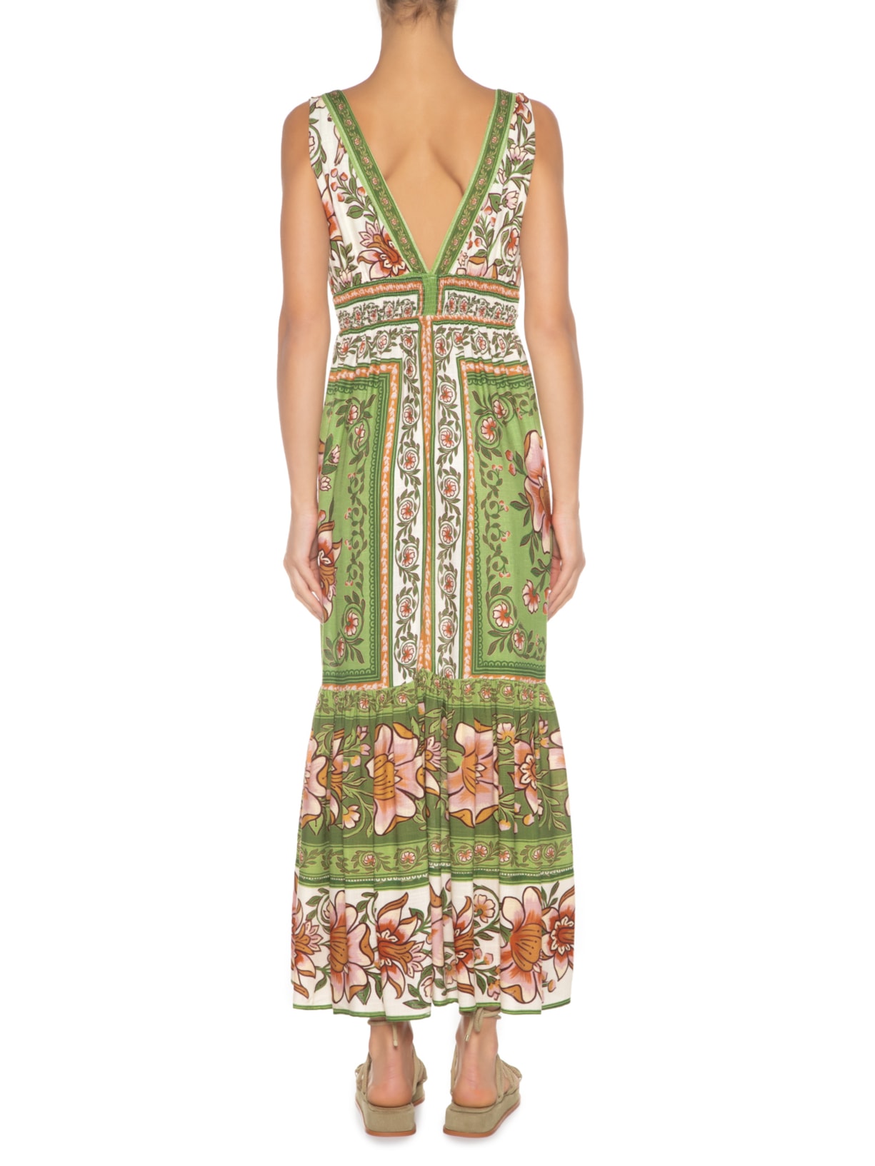 Vestido Midi Jardim Boho Ri Verde Farm