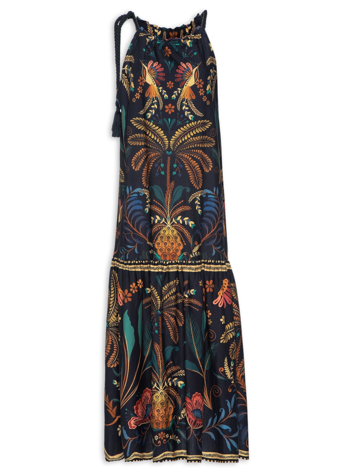Vestido Midi Jardim Clássico - Preto