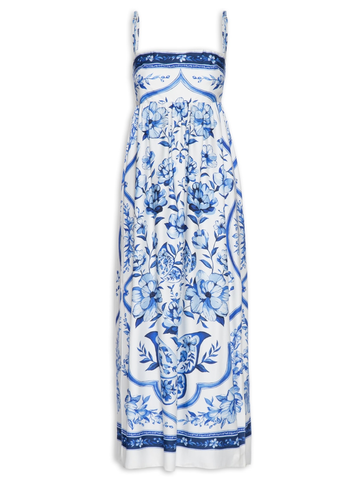 Vestido Midi Jardim De Porcelana - Azul