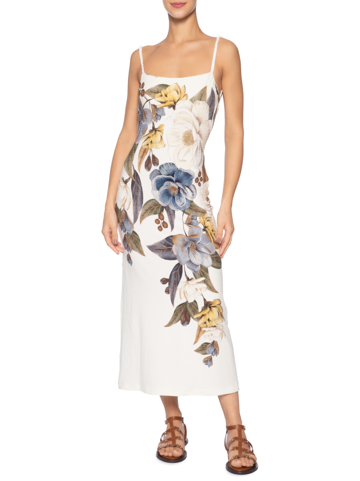 Vestido Midi Jardim Guanabara Branco Farm