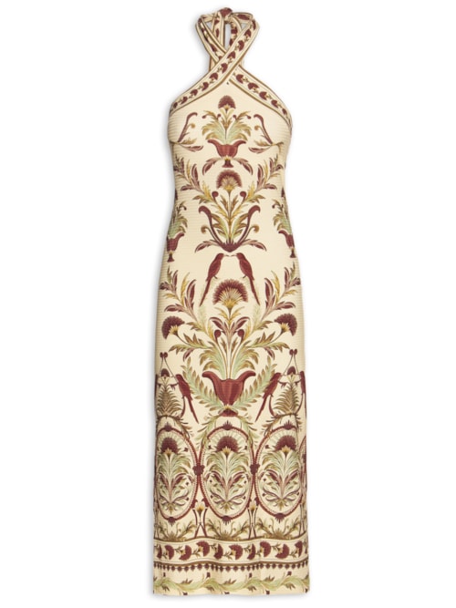 Vestido Midi Jardim Louise - Bege