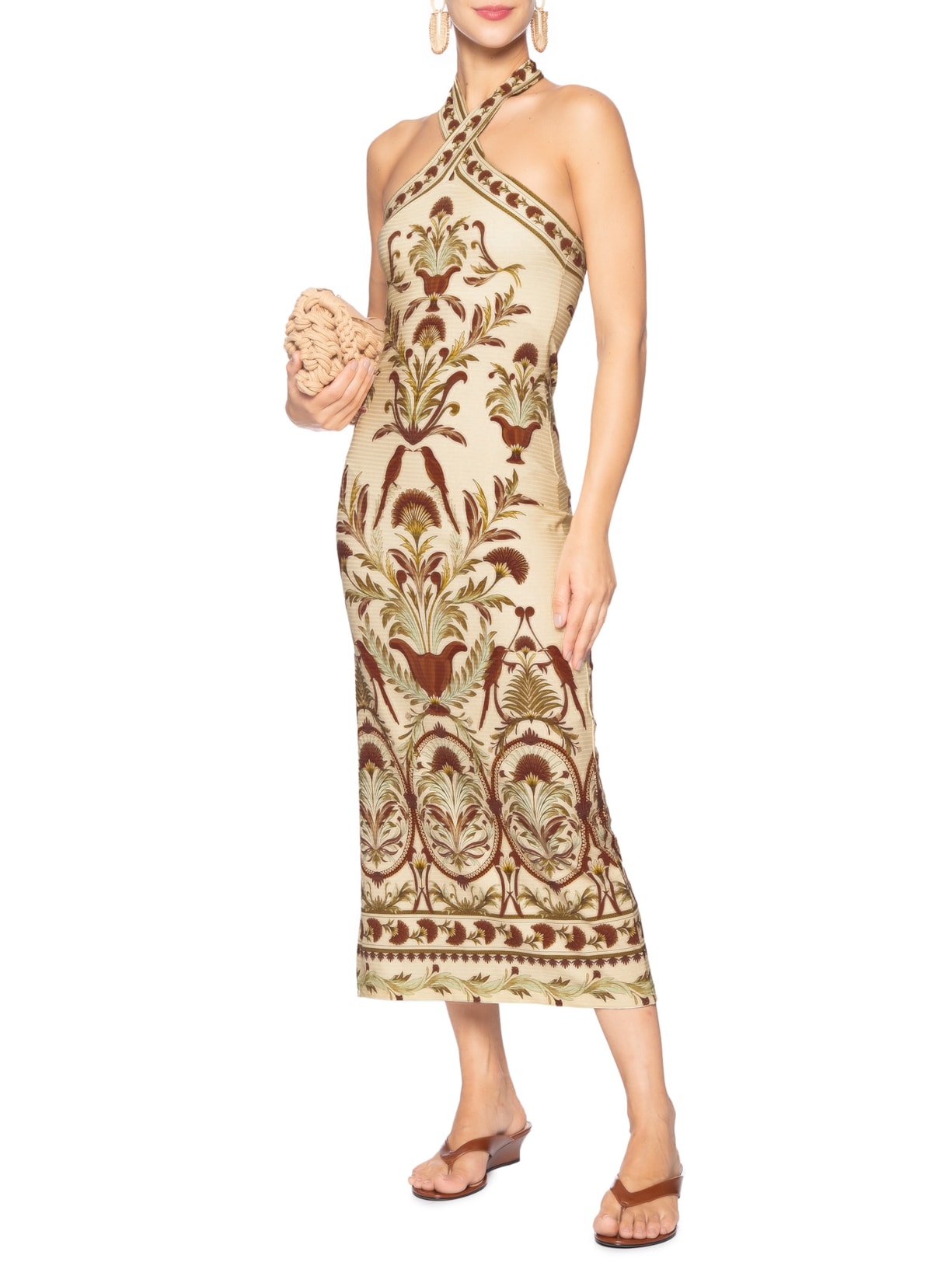 Vestido Midi Jardim Louise Bege Farm