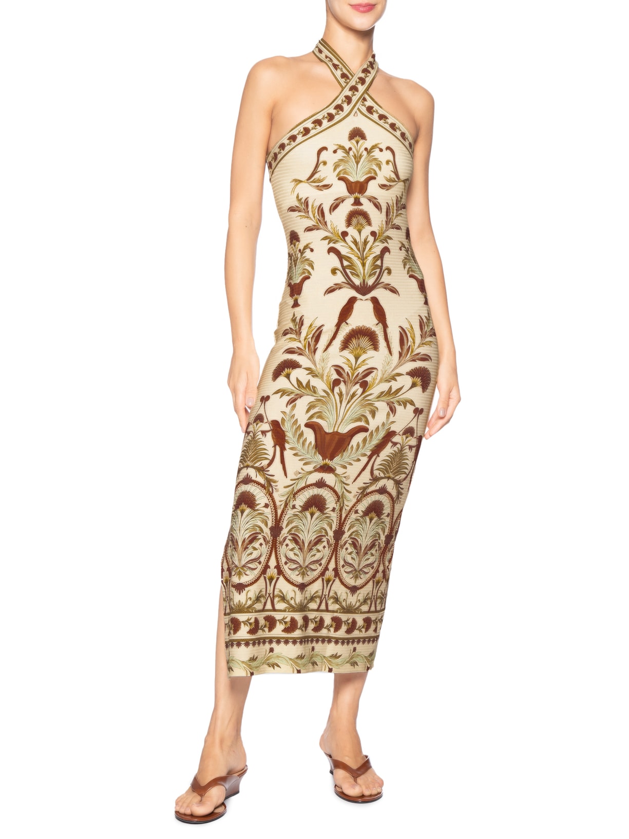 Vestido Midi Jardim Louise Bege Farm