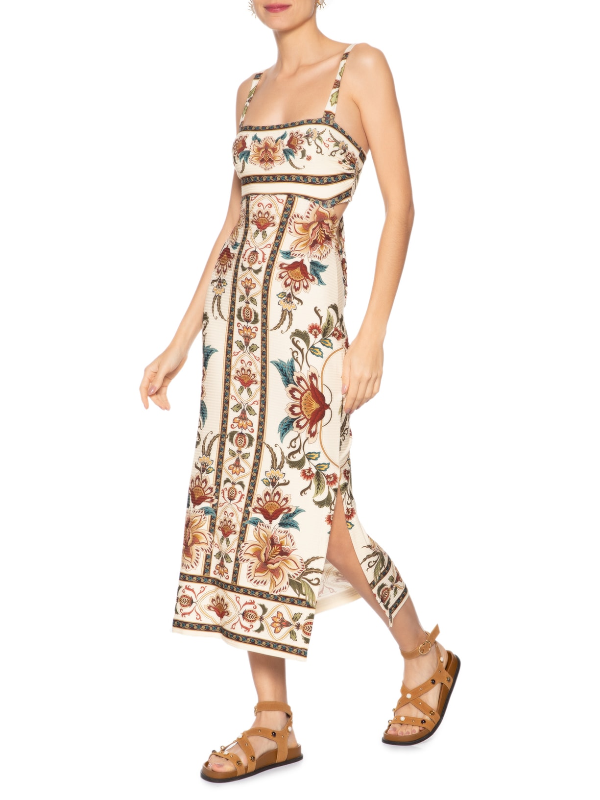 Vestido Midi Jardim Majestoso Off White Farm