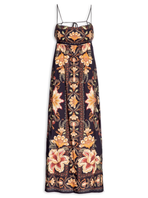 Vestido Midi Jardim Majestoso - Preto