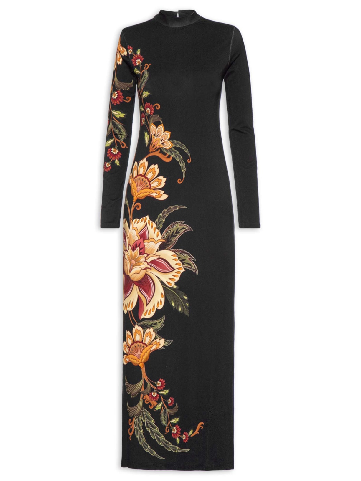 Vestido Midi Jardim Majestoso - Preto