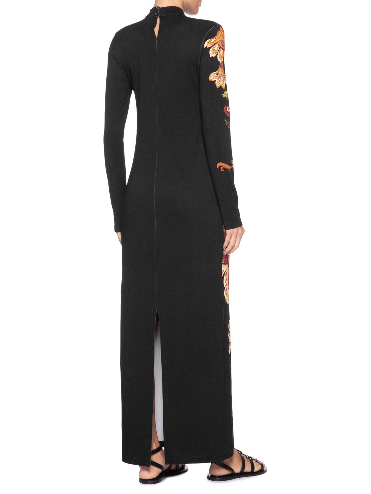 Vestido Midi Jardim Majestoso Preto Farm