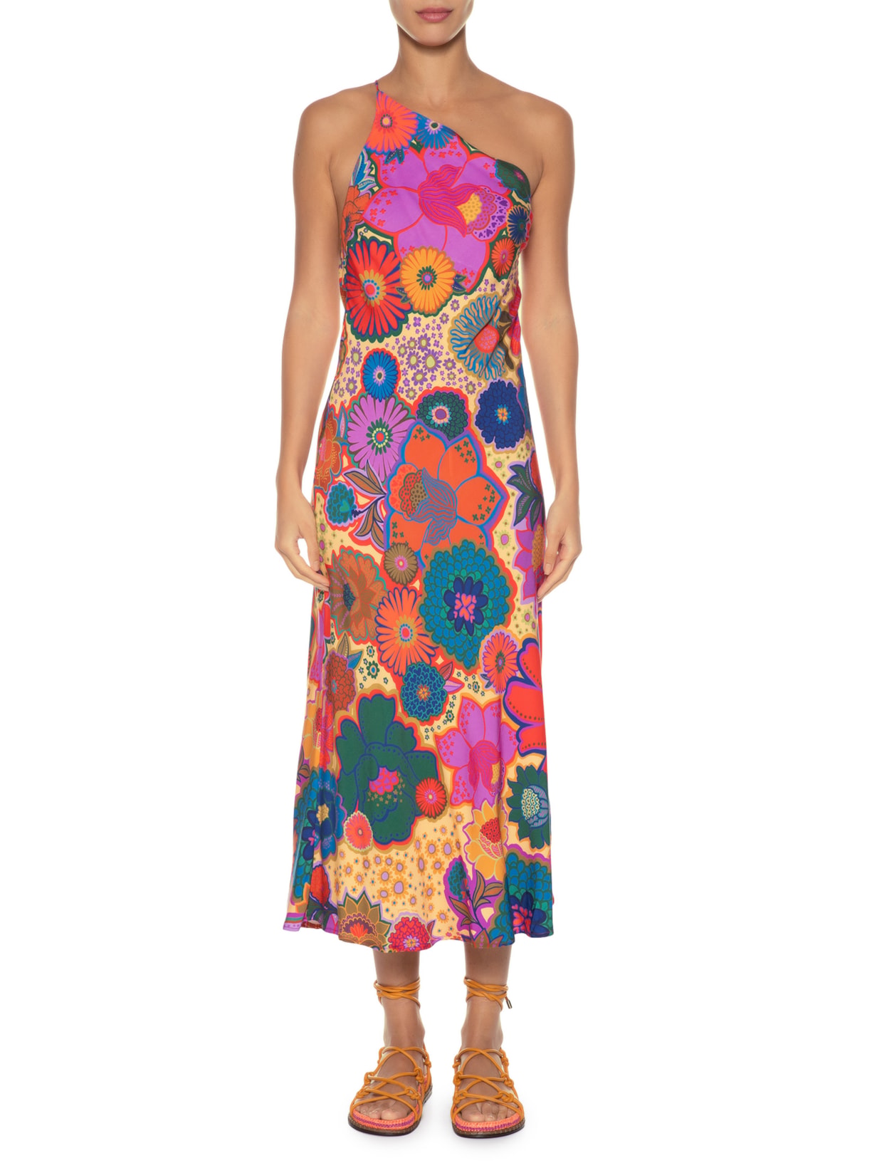 Vestido Midi Jardim Retro Rosa Farm