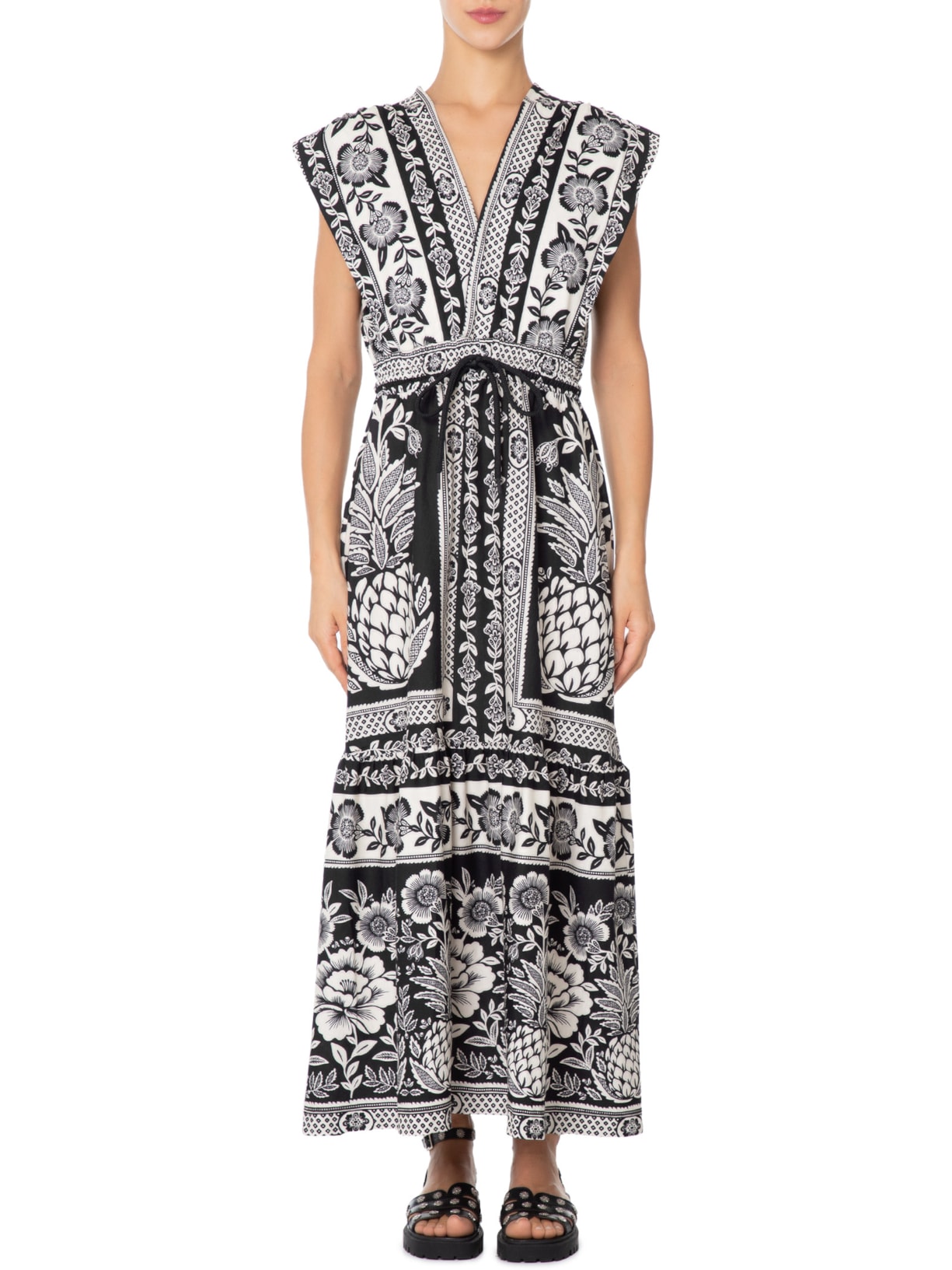 Vestido Midi Jardim Romance Preto Farm