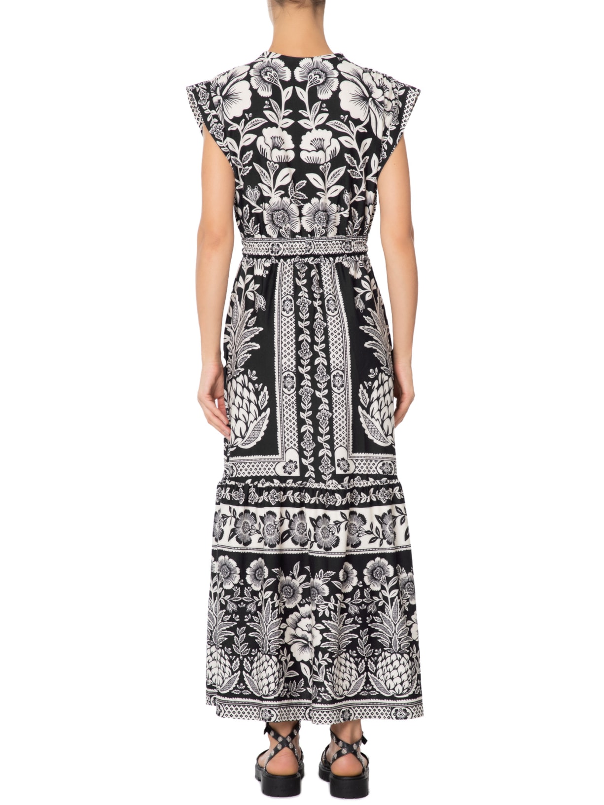 Vestido Midi Jardim Romance Preto Farm