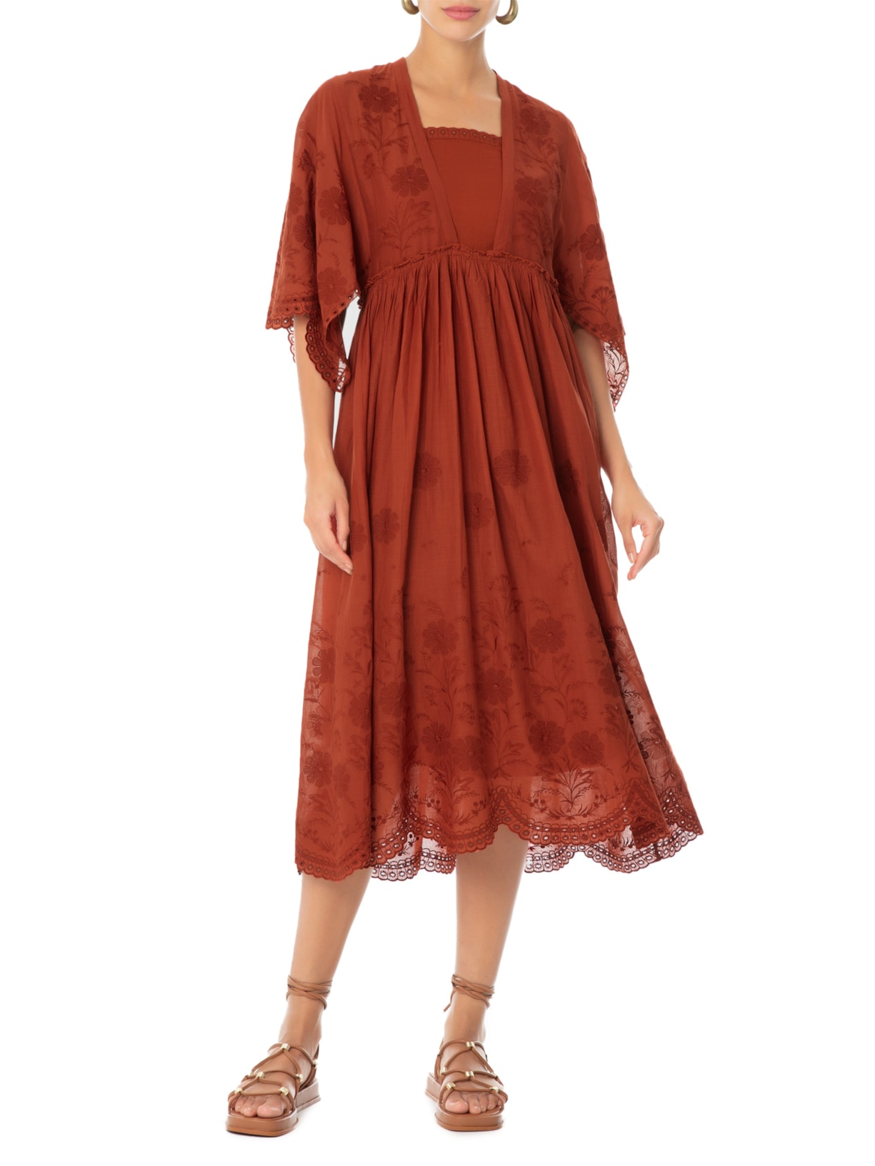Vestido Midi Jardim Vermelho Animale