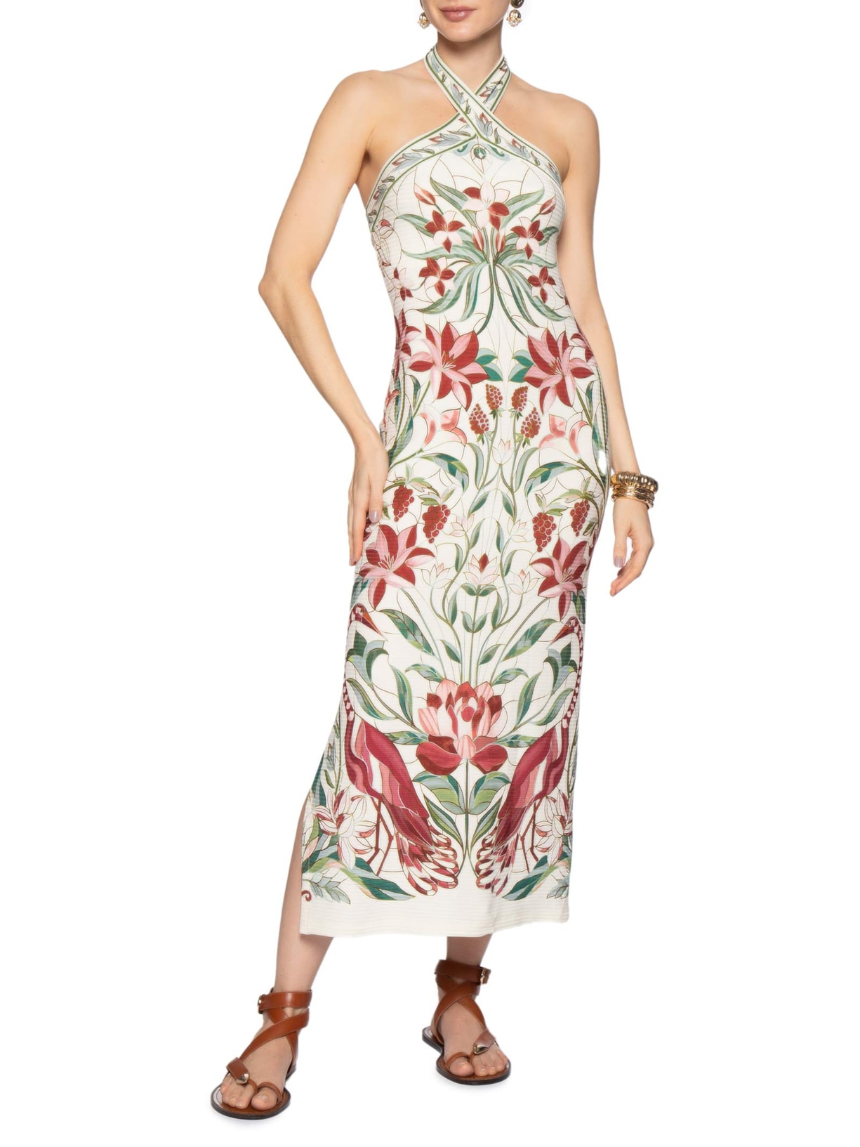 Vestido Midi Jardim Vitral – Branco Farm