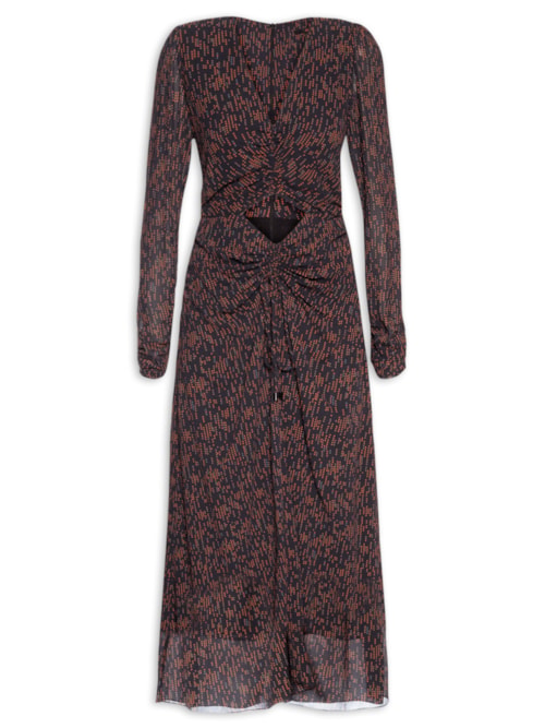 Vestido Midi Jess Pois Queimado - Preto
