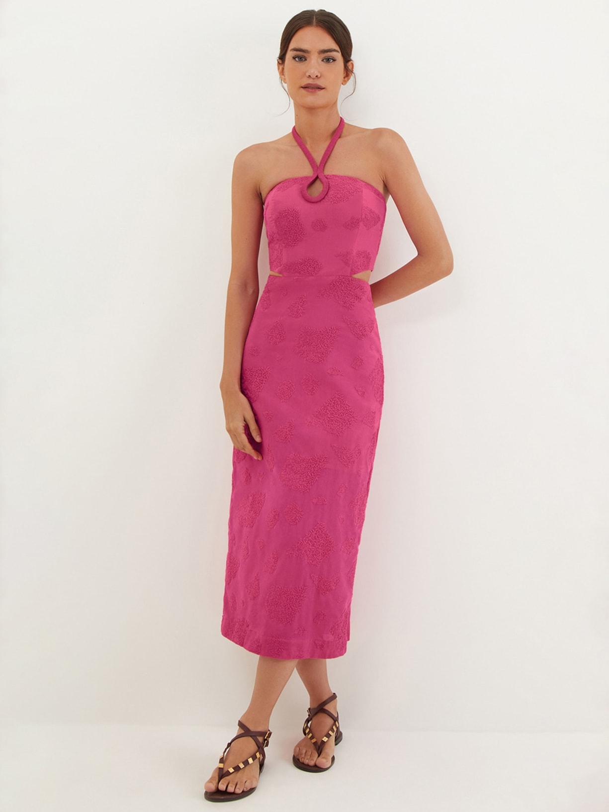 Vestido Midi Jordana Det Rosa Vix