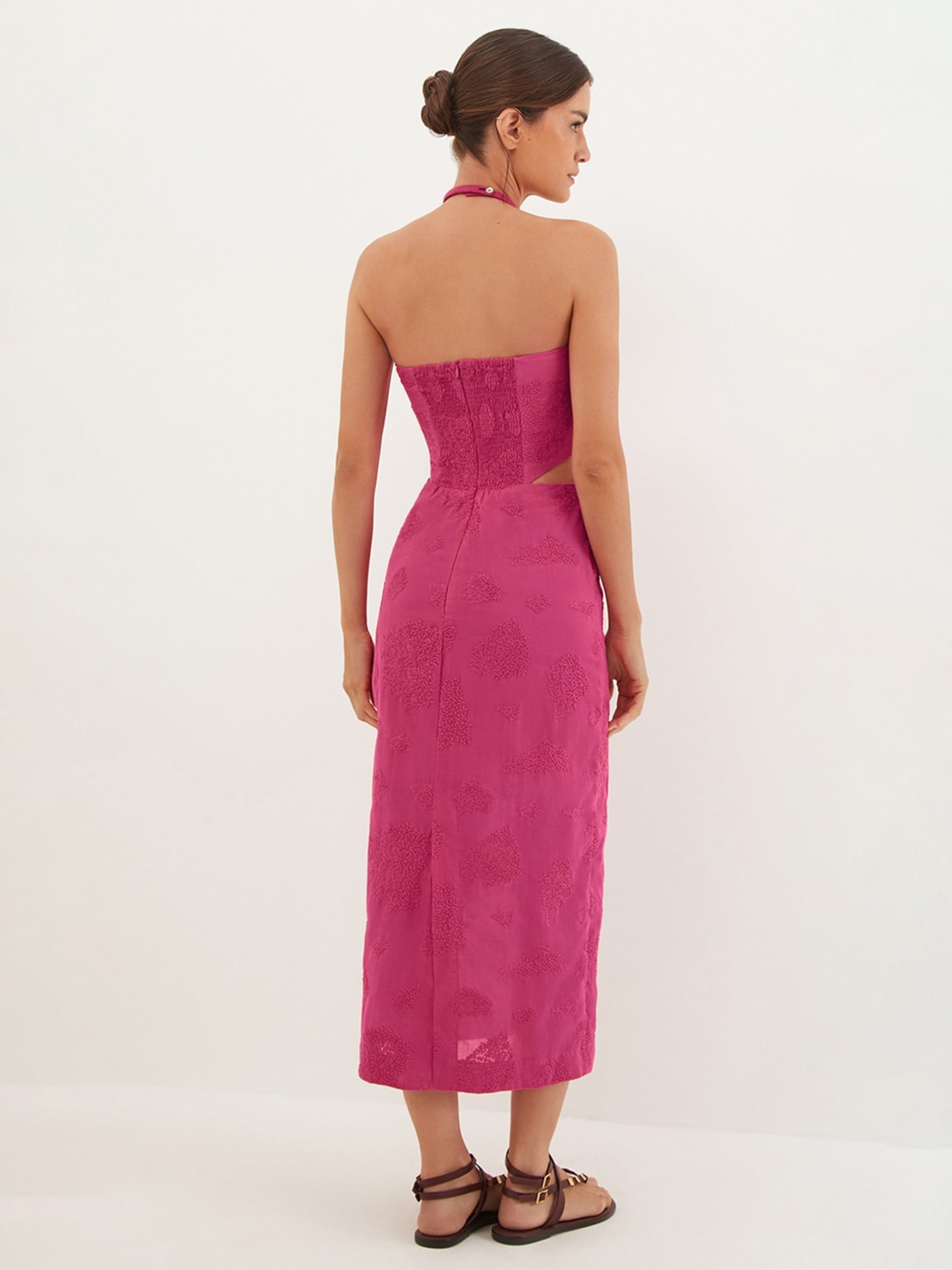 Vestido Midi Jordana Det Rosa Vix