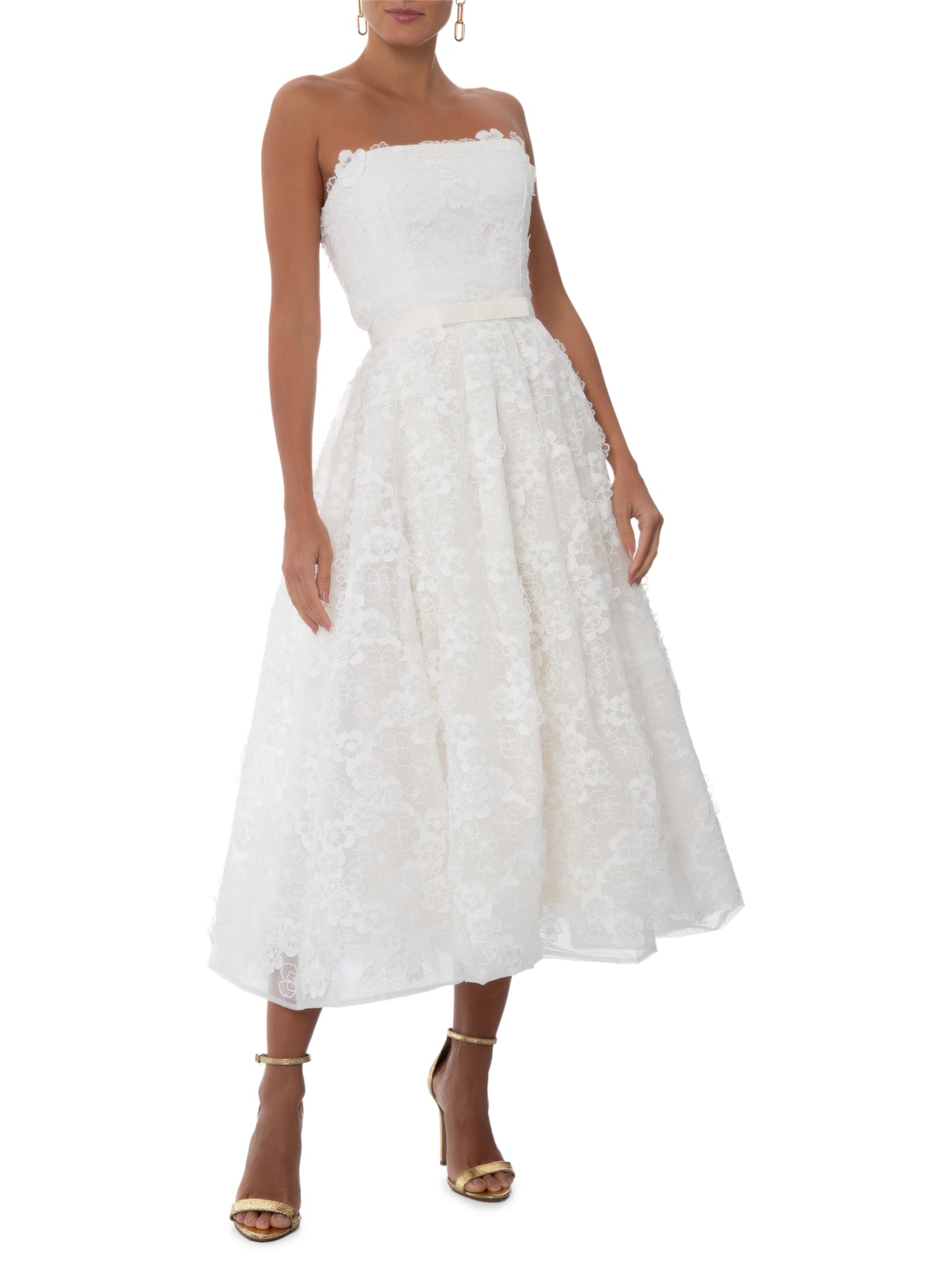 Vestido Midi Julia Flor 3D Branco Fabulous Agilitá