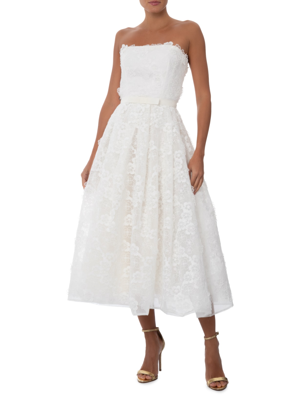 Vestido Midi Julia Flor 3D Branco Fabulous Agilitá