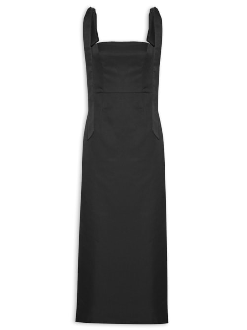 Vestido Midi Laços - Preto