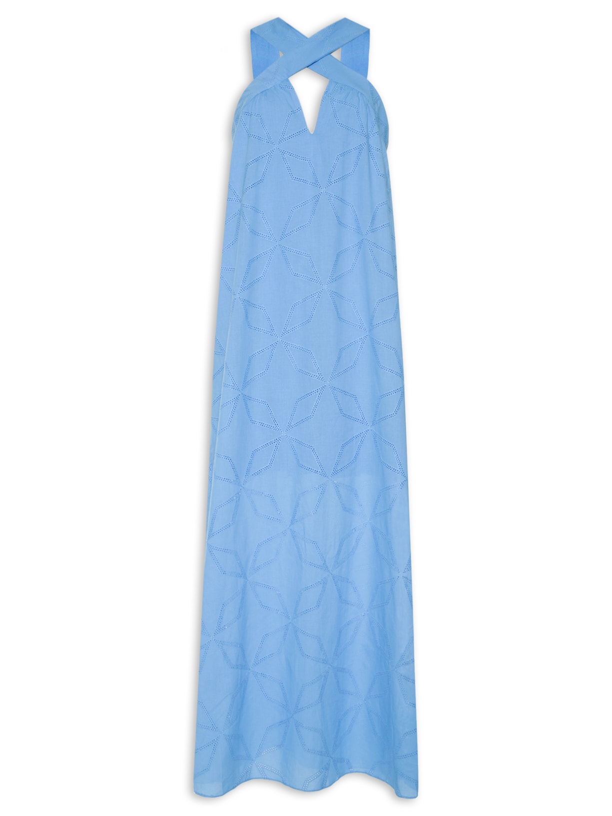 Vestido Midi Laise Bordado - Azul