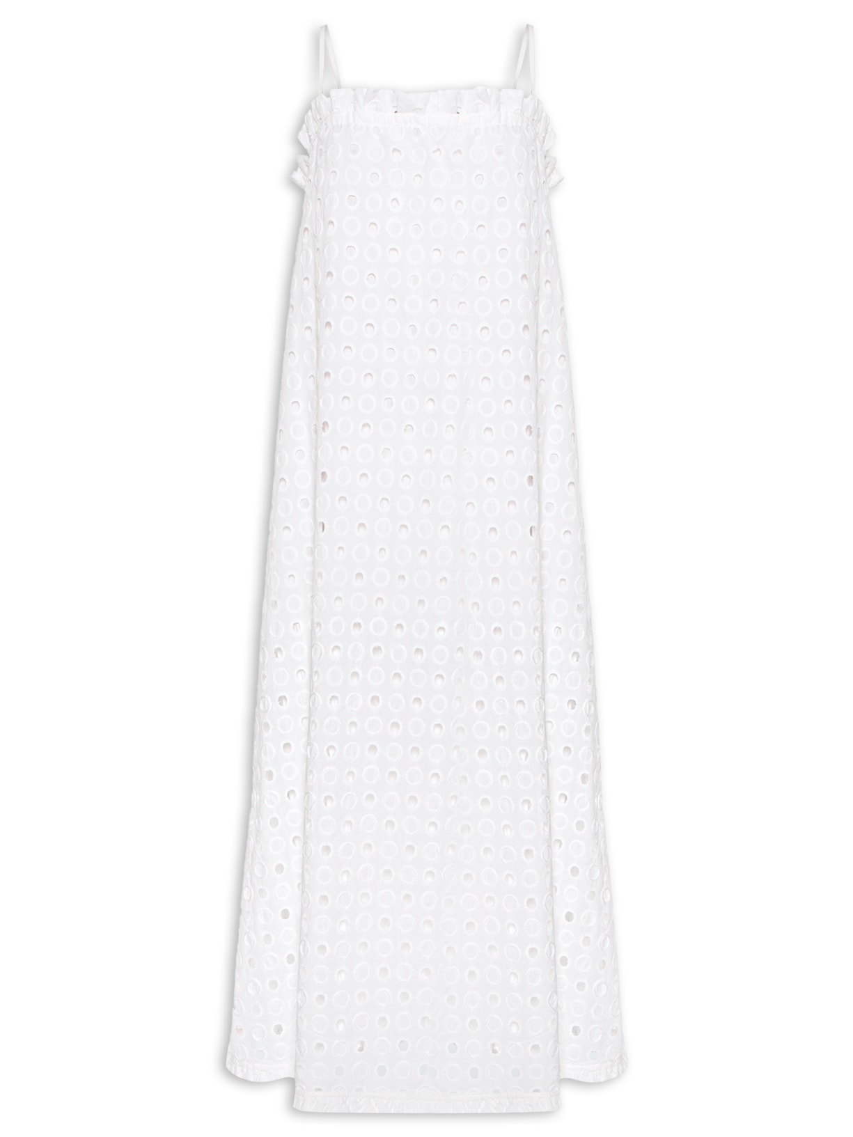Vestido Midi Laise Decote Reto - Branco