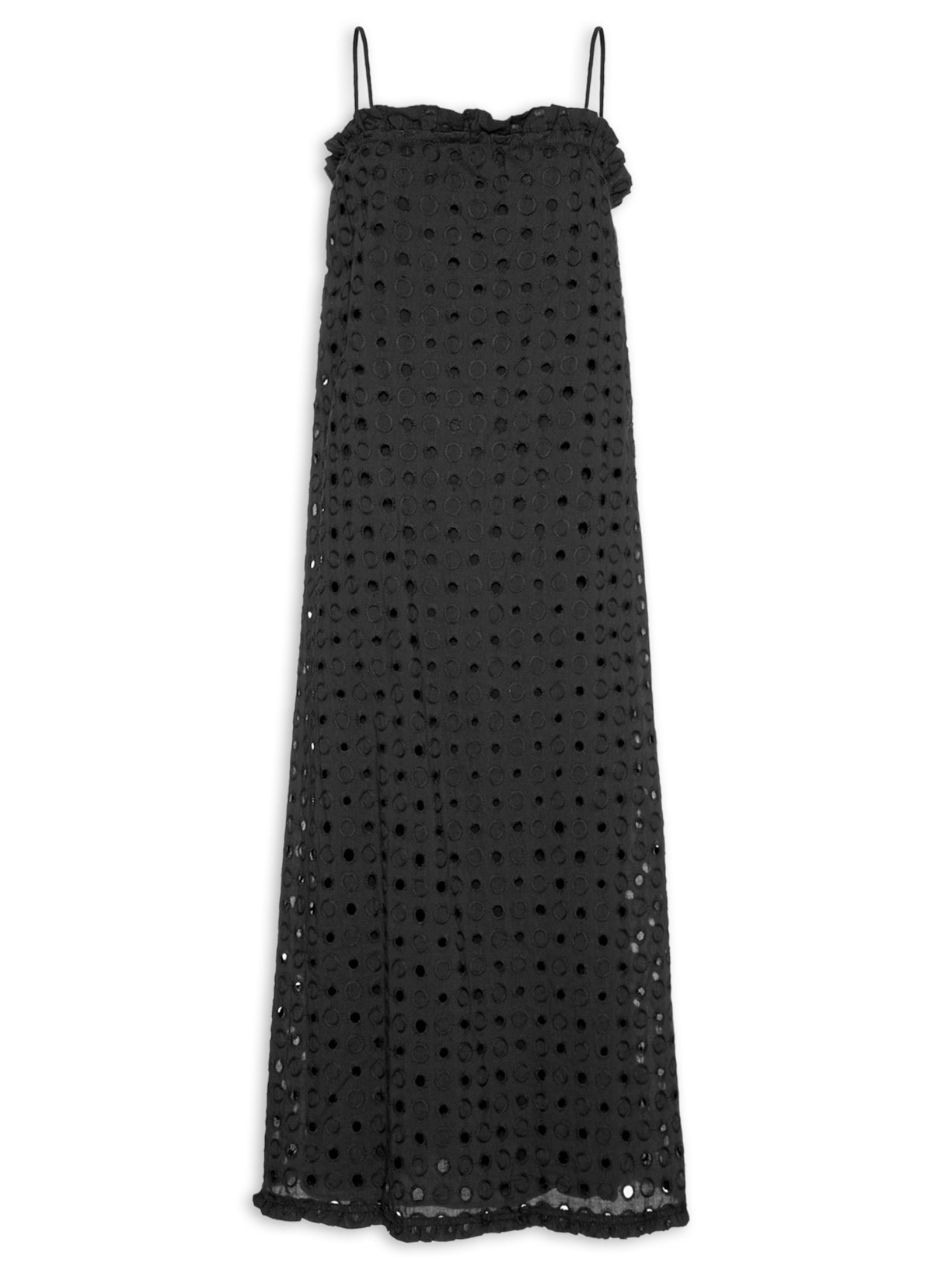 Vestido Midi Laise Decote Reto - Preto