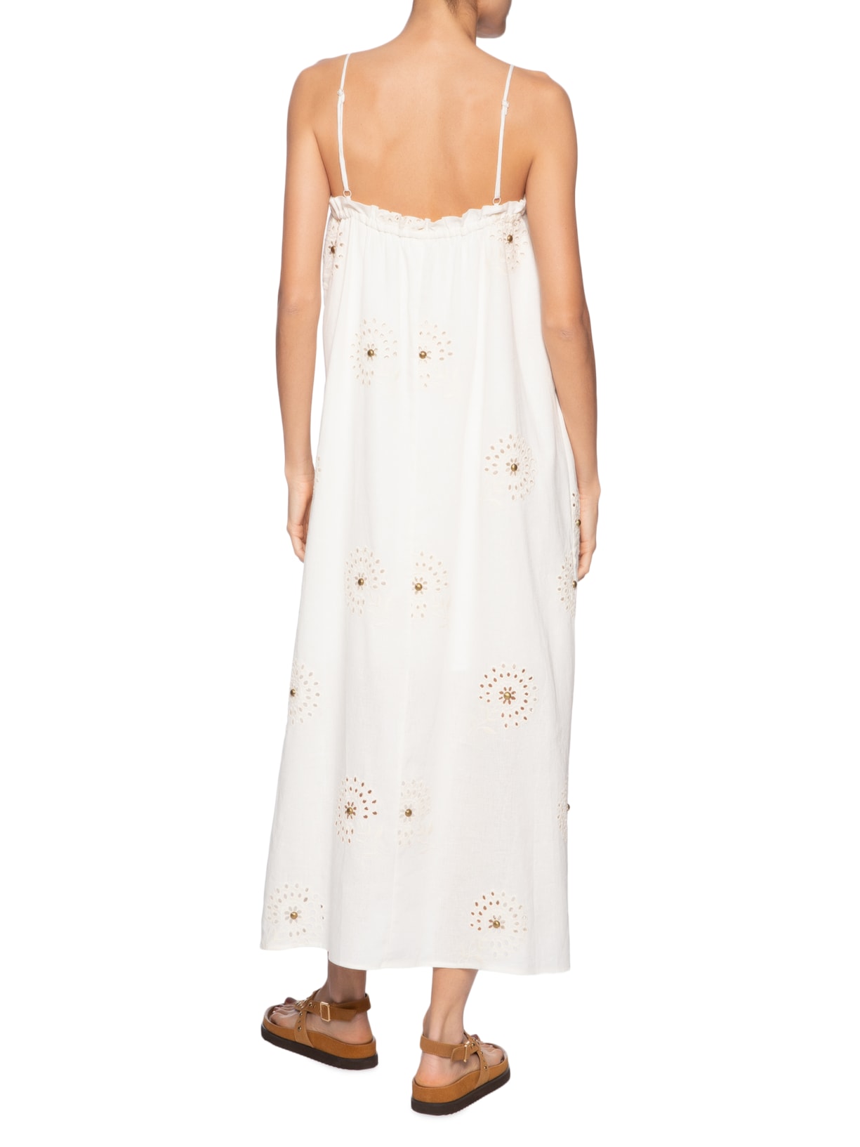 Vestido Midi Laise Tachas Branco Maria Filó