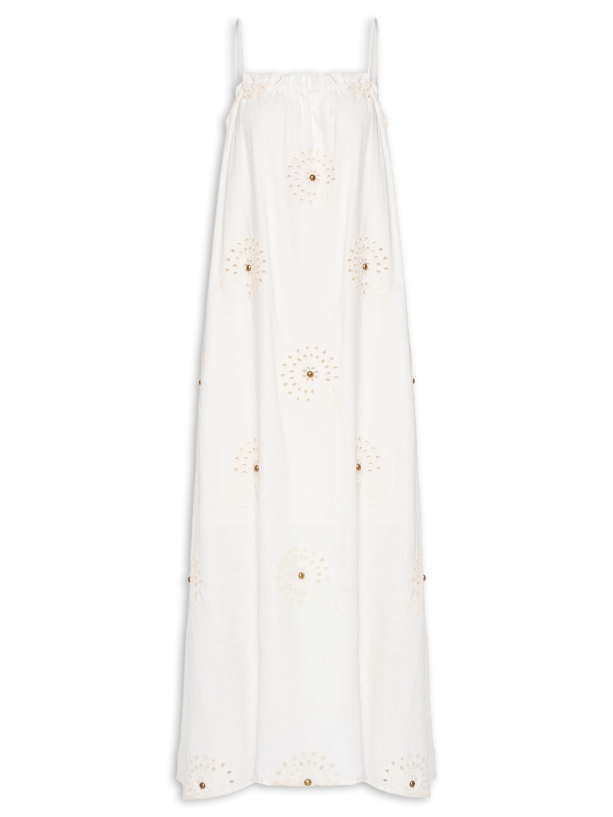 Vestido Midi Laise Tachas Branco Maria Filó