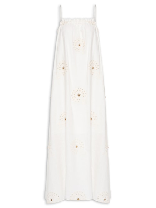 Vestido Midi Laise Tachas - Branco