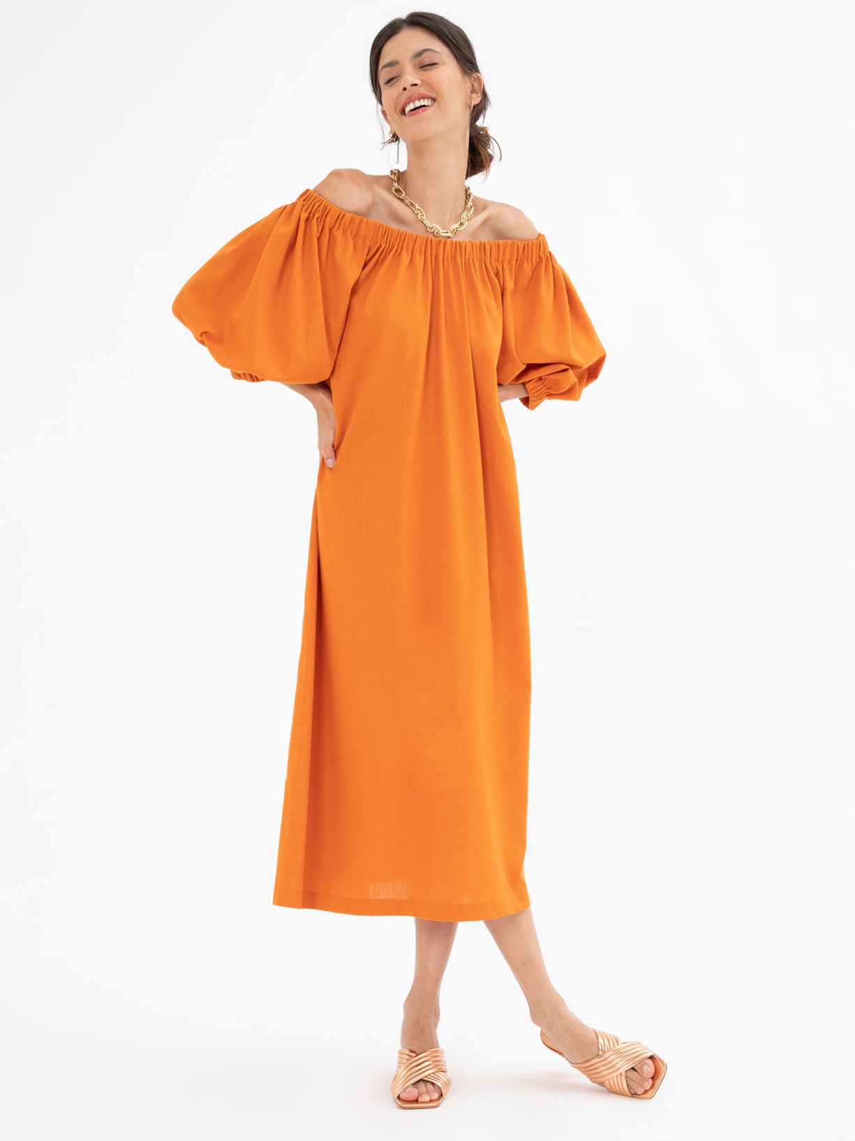 Vestido Midi Laranja '2Essential