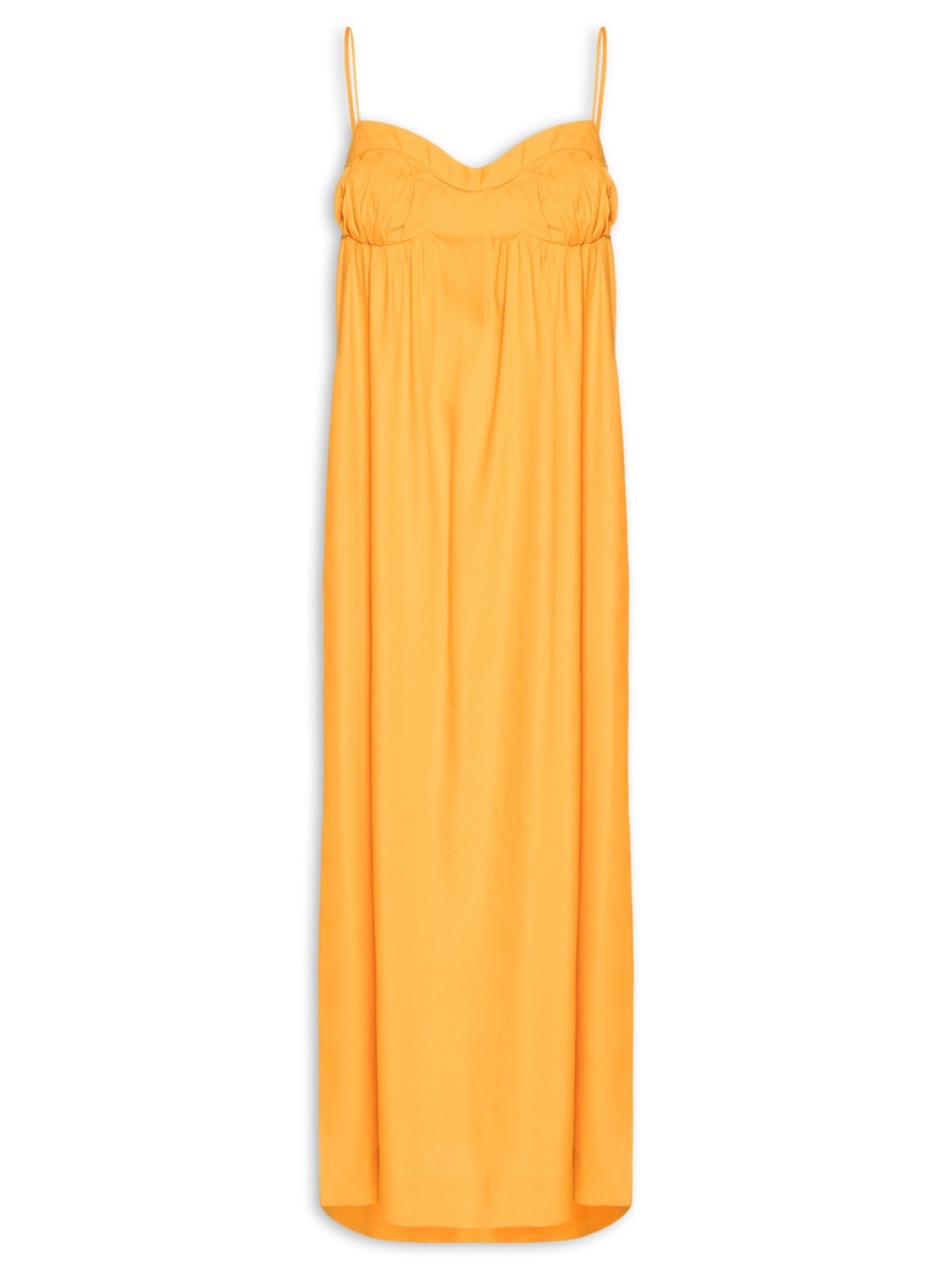 Vestido Midi Laranja Busto Franzido Laranja Animale