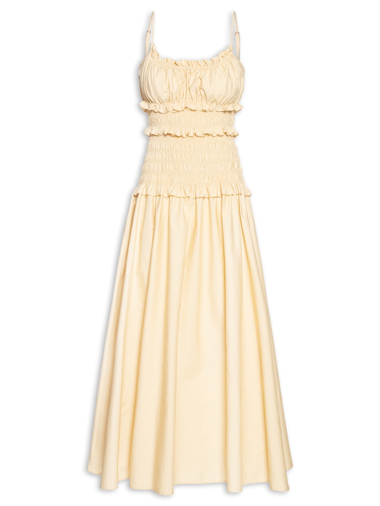 Vestido Midi Lastex Alcinhas - Amarelo