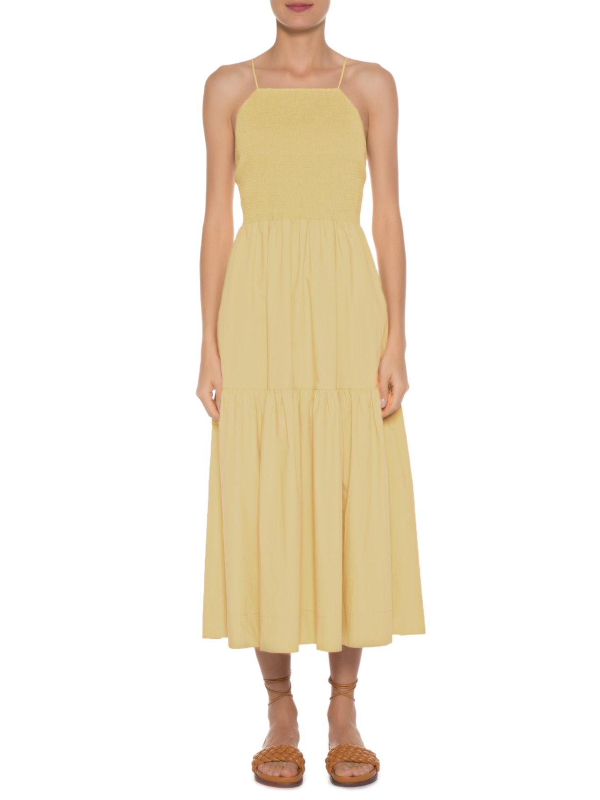 Vestido Midi Lastex Color Amarelo Animale