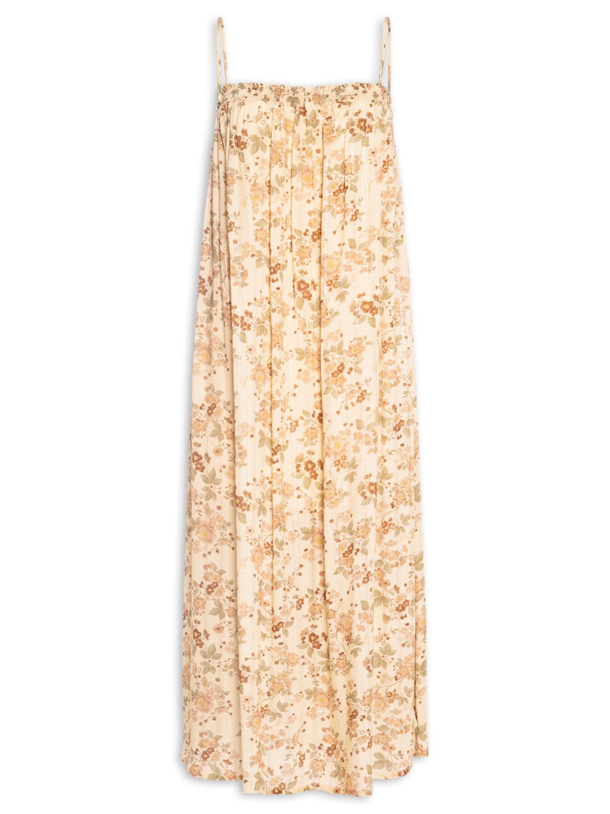 Vestido Midi Lastéx Estampa Blush - Bege