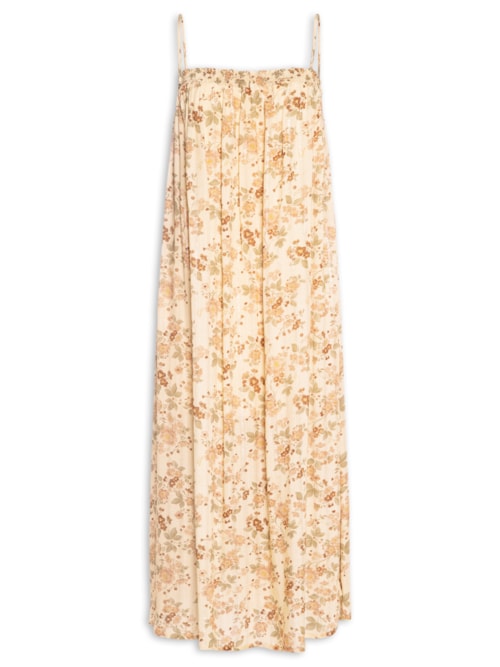 Vestido Midi Lastéx Estampa Blush - Bege