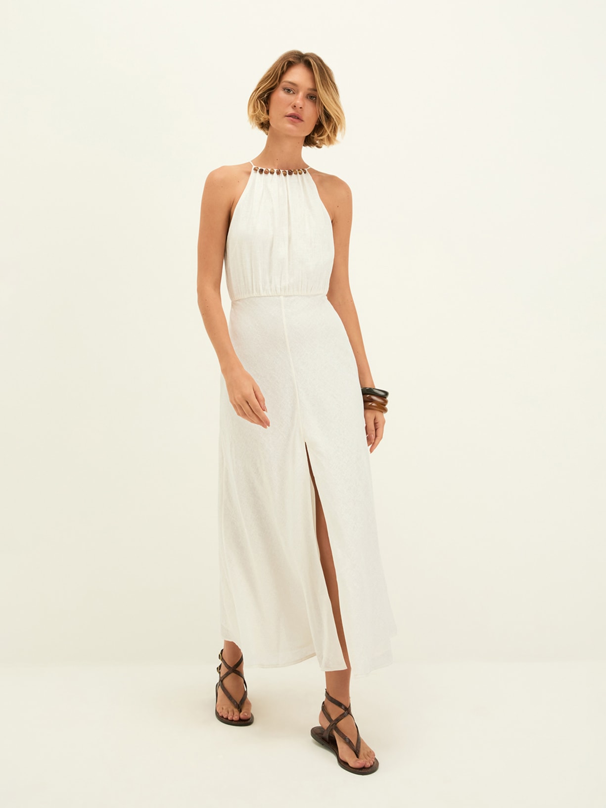 Vestido Midi Lau Det Branco Vix